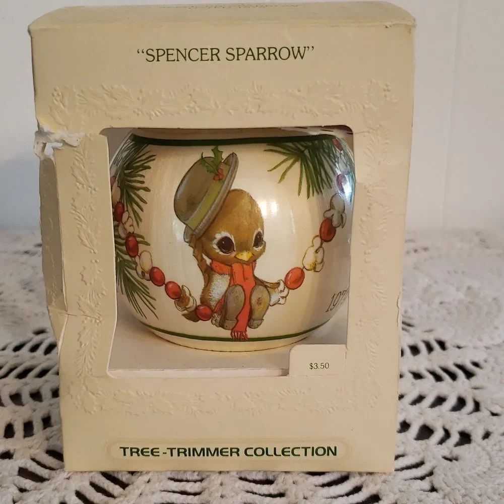 Vintage 1979 "Spencer Sparrow" Hallmark Satin Ornament - Tree Trimmer Collection
